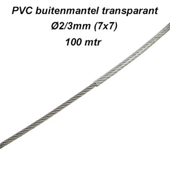 RVS kabel &Oslash;2/3mm (7x7) met PVC Helder
