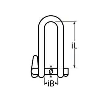 D-SLUITING MET BORGPEN ,RVS 316 (A4) tekening