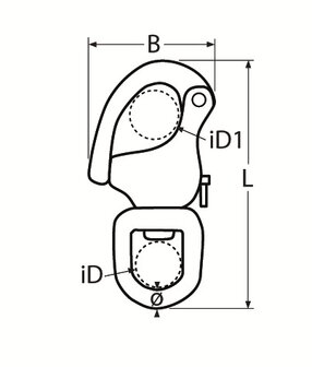 RVS Wartel met Snapshackle en Oog , RVS 316 (A4) tekening