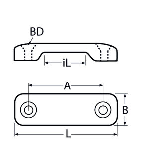 RVS Bandbeugel 25mm - RVS316(A4) Tekening