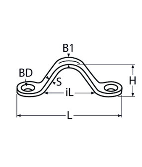 RVS Fenderbeugel 46mm plat - RVS316(A4) tekening