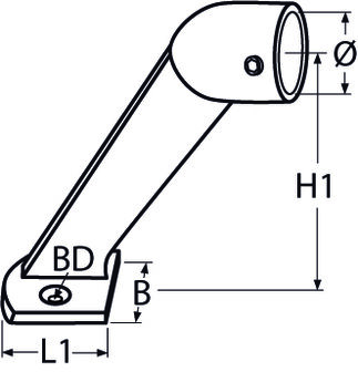 RVS Eindstuk handreling 22mm 60&deg; - RVS316(A4) tekening