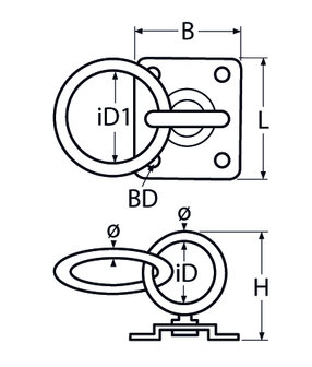 RVS Dekplaat met draaibare ring- RVS304 (A2) tekening