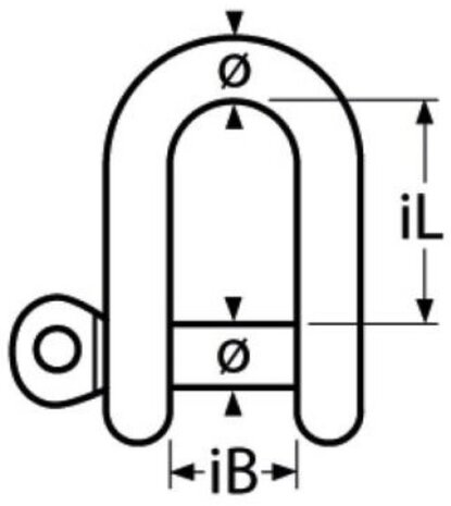 D-SLUITING RVS 316 (A4) Afmeting figuur