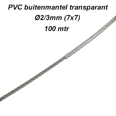 RVS kabel Ø2/3mm (7x7) met PVC Helder