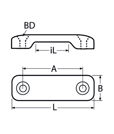 RVS Bandbeugel 25mm - RVS316(A4) Tekening