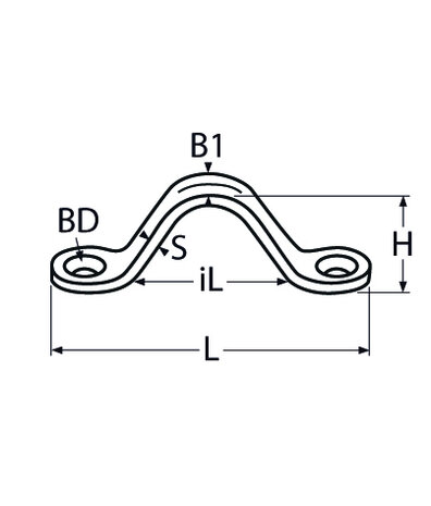 RVS Fenderbeugel 46mm plat - RVS316(A4) tekening