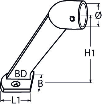 RVS Eindstuk handreling 22mm 60° - RVS316(A4) tekening