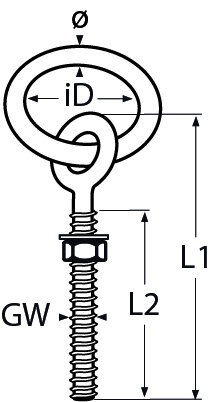 RVS Ring met bout M6x50mm- RVS316(A4) tekening
